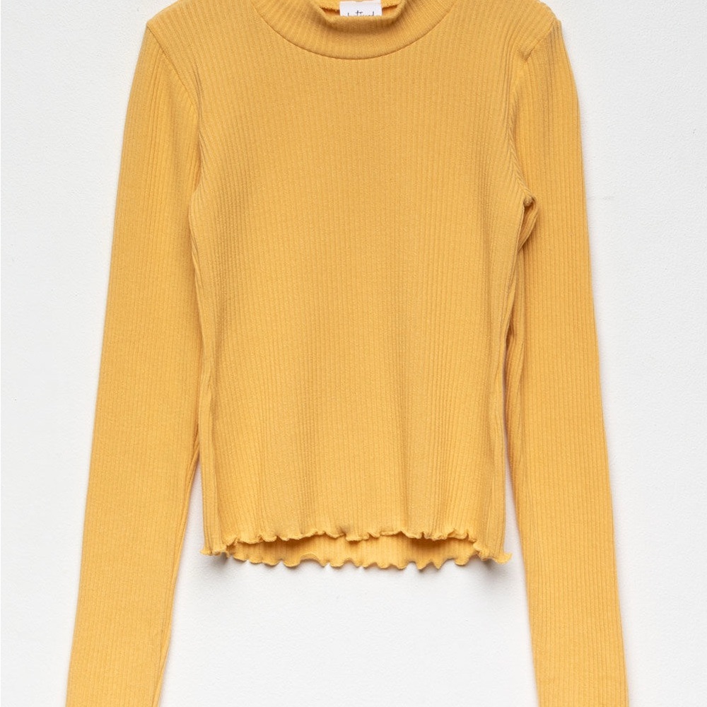 DESTINED Solid Mock Neck Mustard Girls Tee